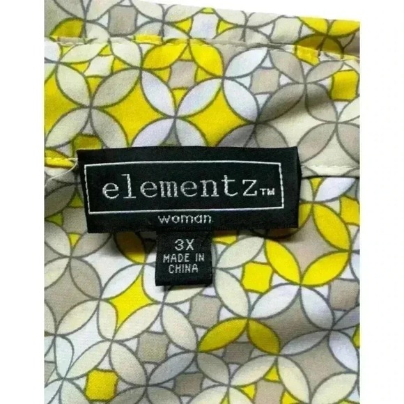 Elementz Women's 3X Long Sleeve Geometric Blouse Top Plus Size Button Down - Picture 8 of 10